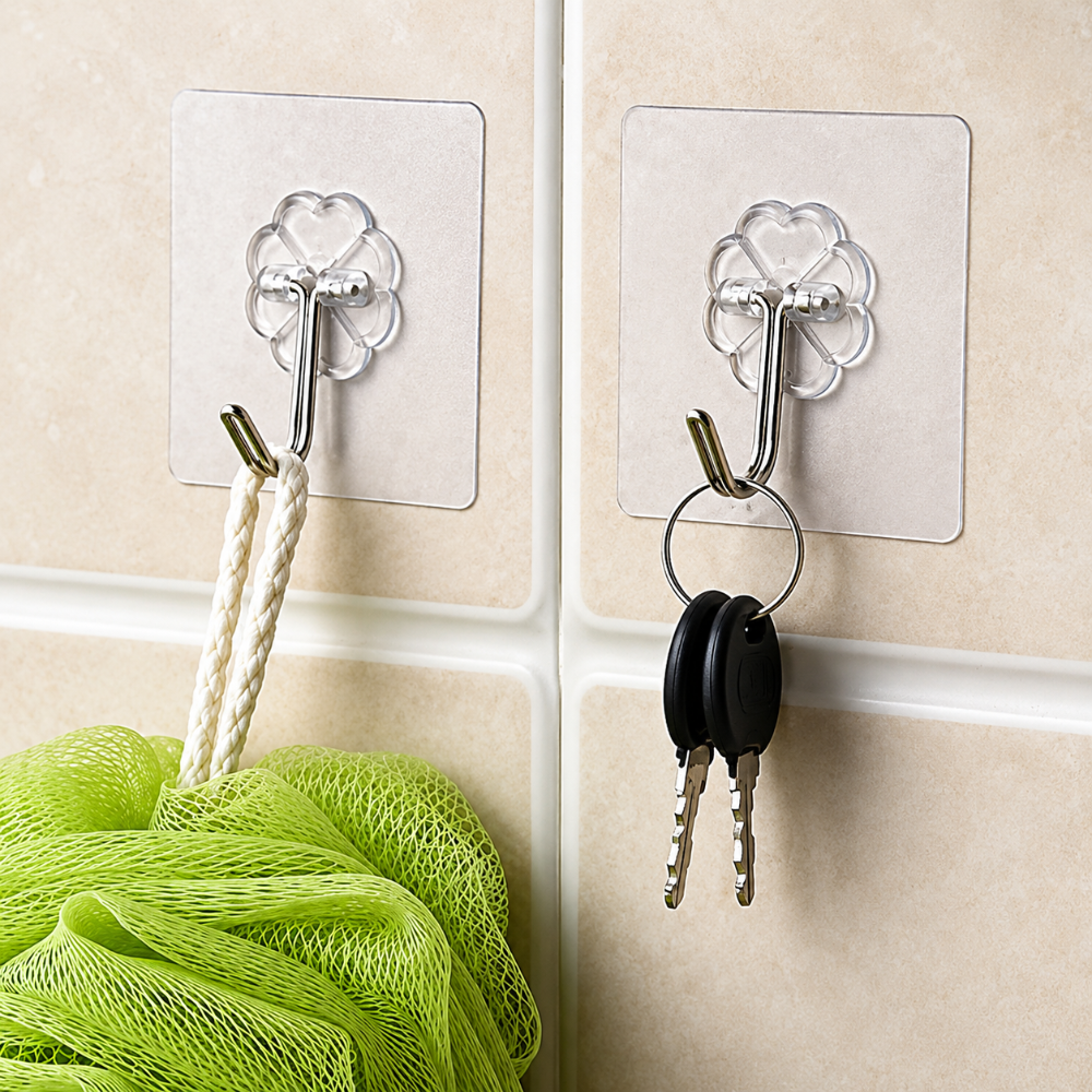 Transparent Self Adhesive Wall Hooks (Pack of 10)