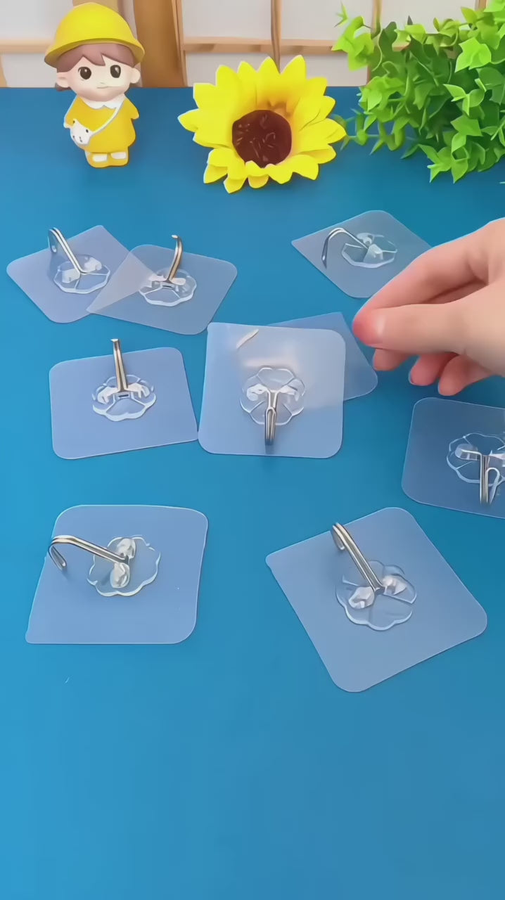 Transparent Self Adhesive Wall Hooks (Pack of 10)